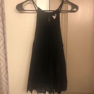 Black Lace Tank with Tassels